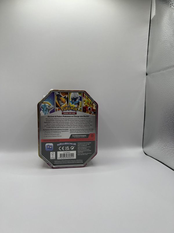 Pokemon TCG Gouging Fire ex Paradox Destinies Tin - Portrait 4 pack Tin